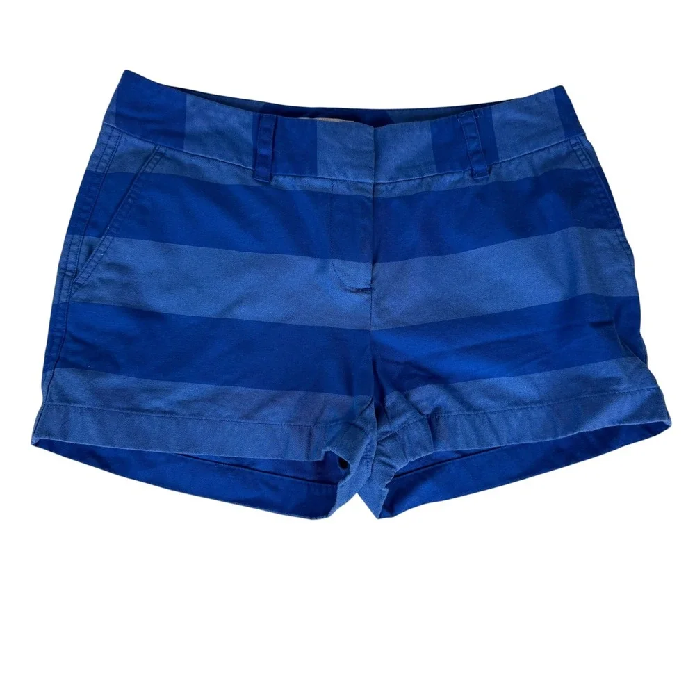Vineyard Vines Womens Blue Striped Cotton Chino Shorts Size 4 Preppy Nautical
